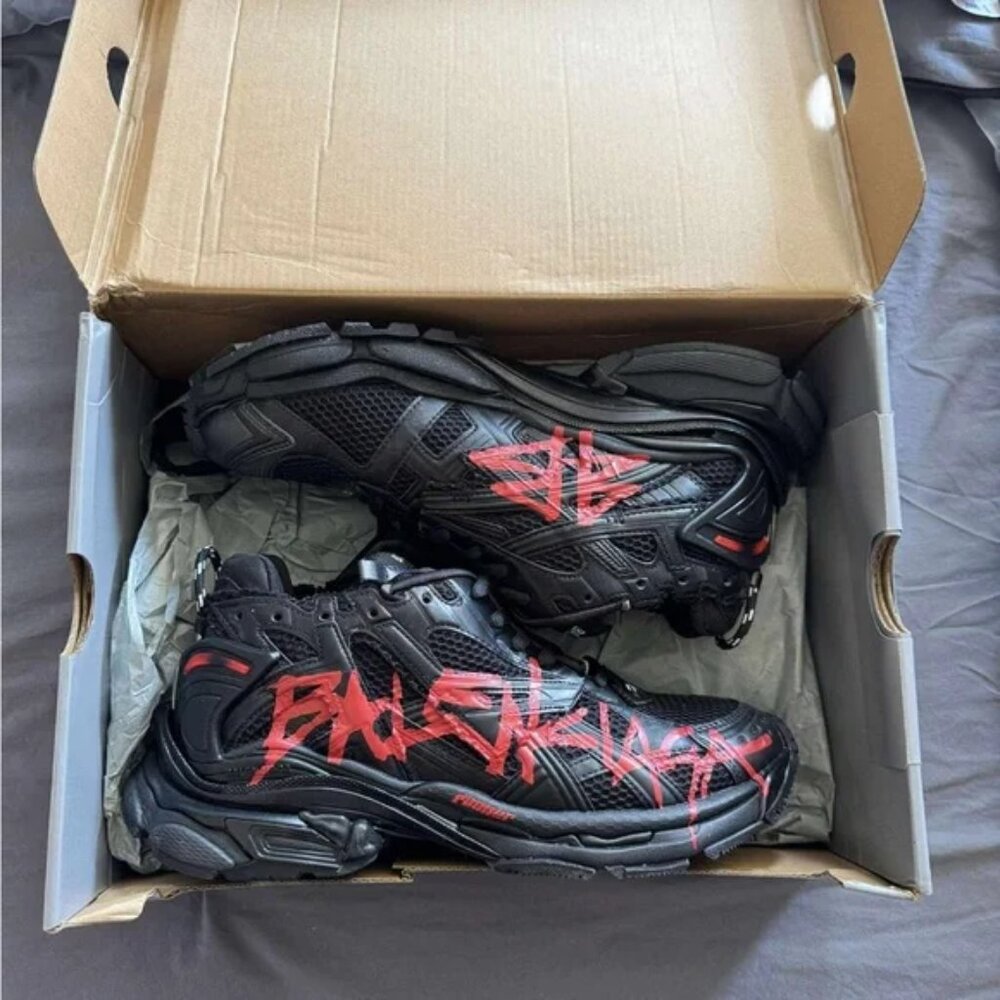 Balenciaga Black and Red Sneakers